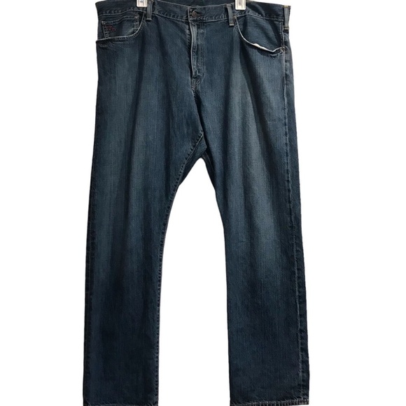 VTG Polo Ralph Lauren Jeans Straight Leg Med Wash Leather Patch  Men’s 40X32 - Picture 1 of 8